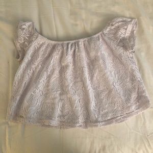 Medium Off The Shoulder White Lace Crop Top